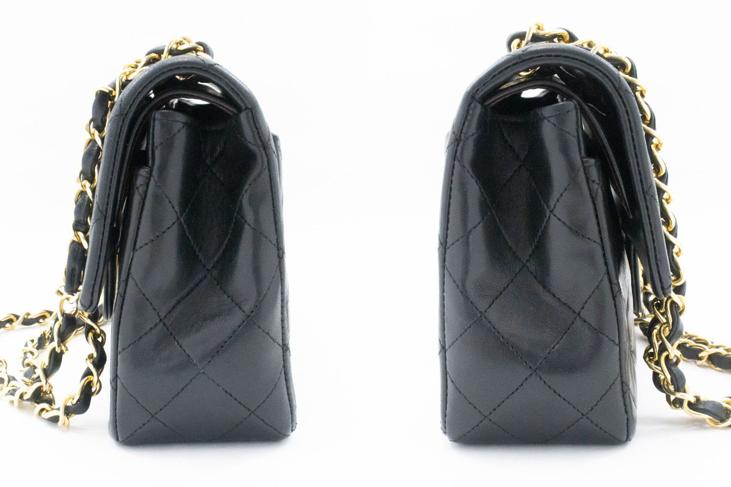 Classic Double Flap Small Lambskin Leather Matelassè Shoulder Bag Black