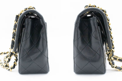 Classic Double Flap Small Lambskin Leather Matelassè Shoulder Bag Black
