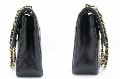 Classic Double Flap Small Lambskin Leather Matelassè Shoulder Bag Black