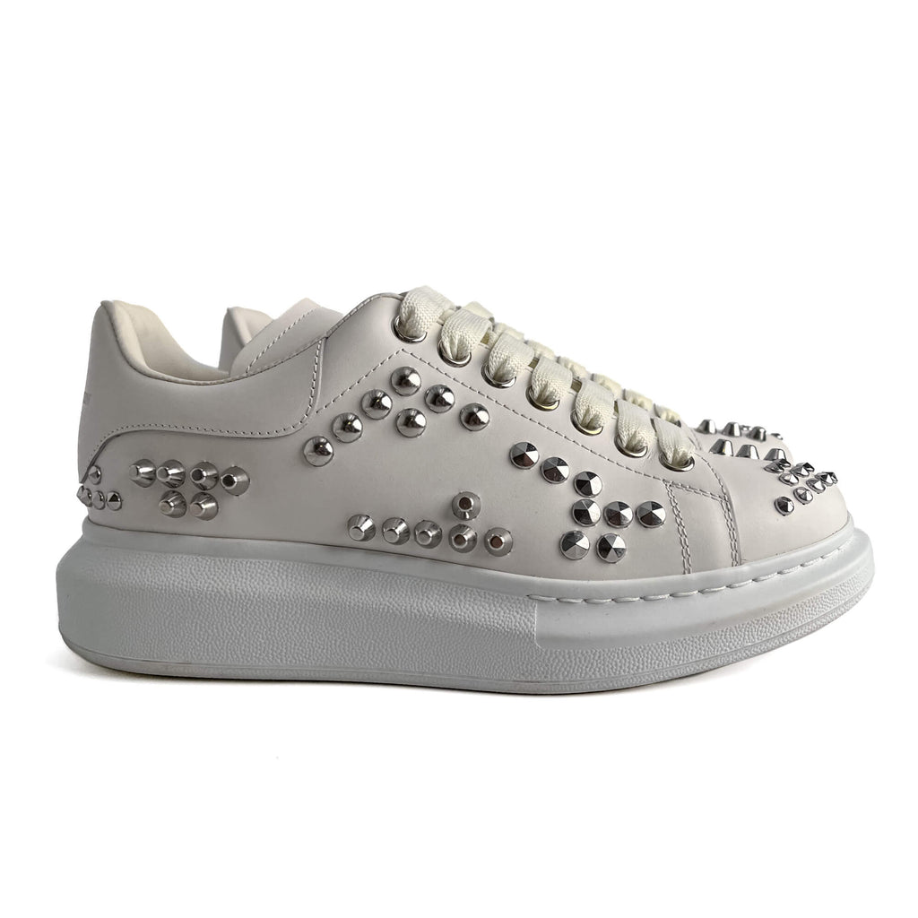 Second hand Alexander Mcqueen Top Low Studed Leather Sneakers 40 White - Tabita Bags