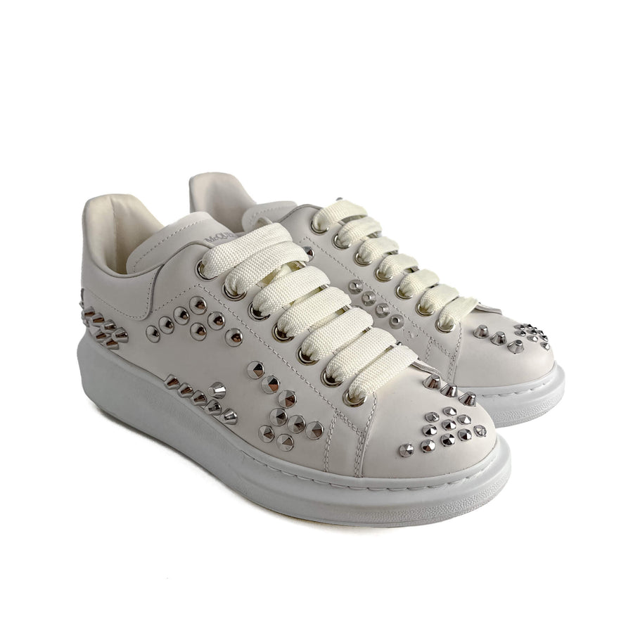 Second hand Alexander Mcqueen Top Low Studed Leather Sneakers 40 White - Tabita Bags