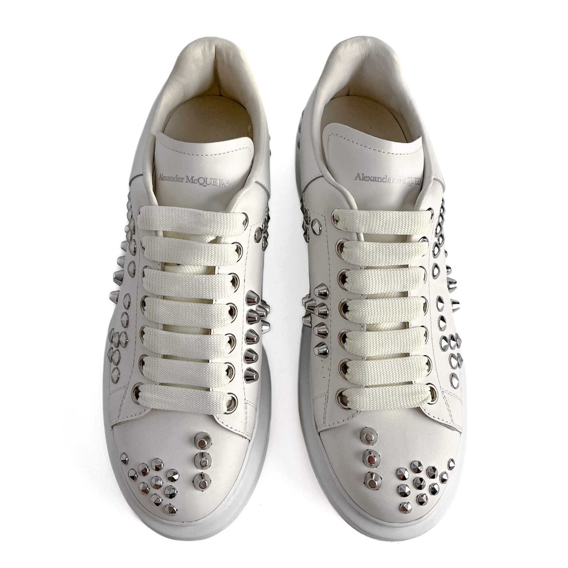 Alexander Mcqueen Top Low Studed Leather Sneakers 40 White