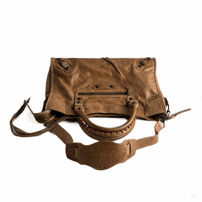 Second hand Balenciaga City Leather Shoulder Bag Beige - Tabita Bags