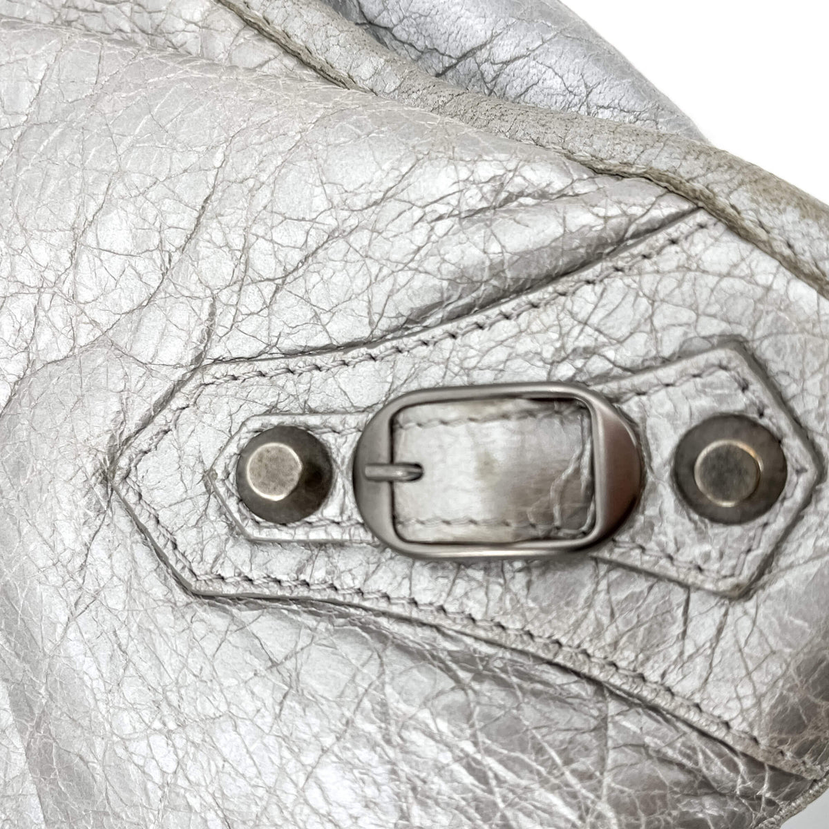 Second hand Balenciaga City Medium Leather 2-Ways Bag metallic silver - Tabita Bags