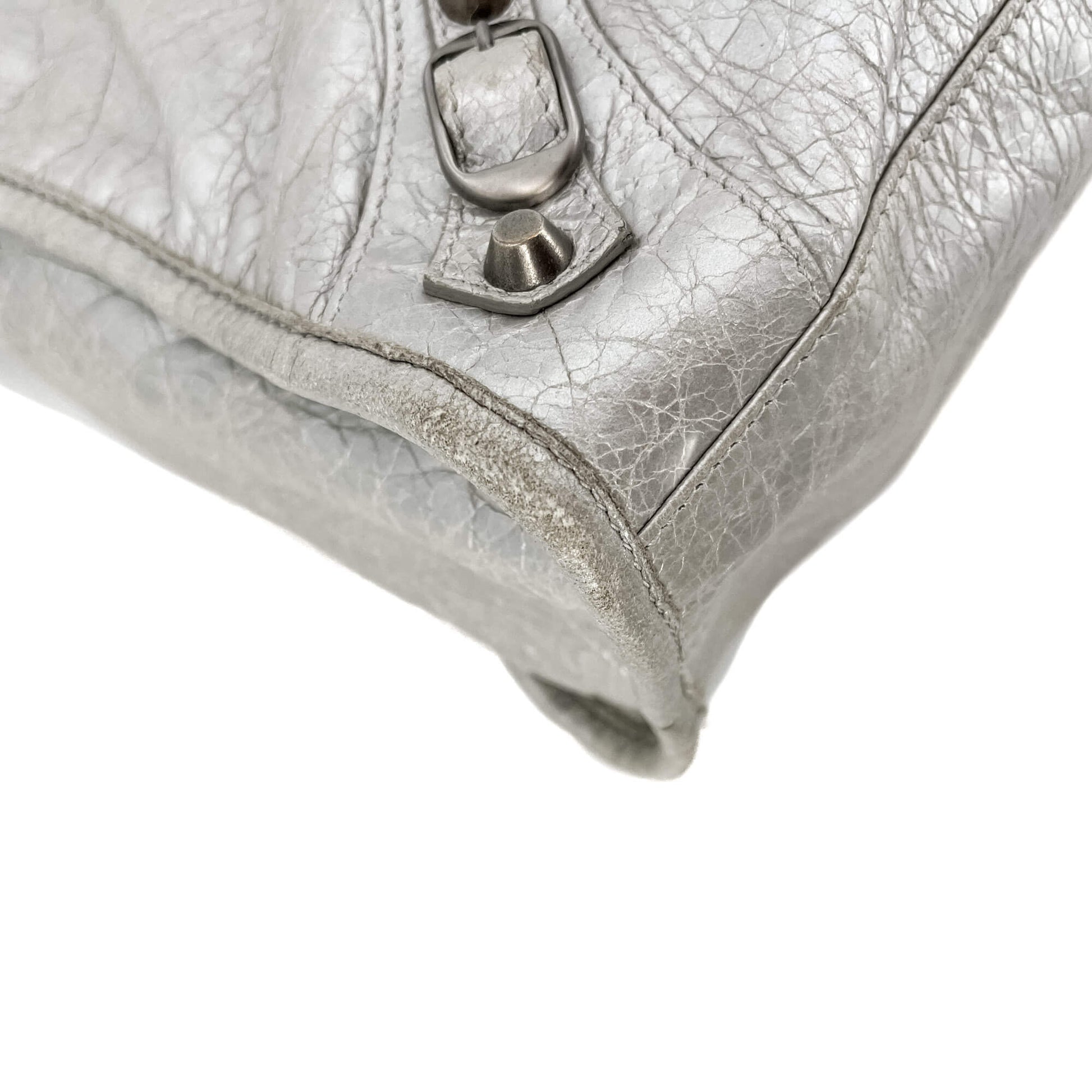 Second hand Balenciaga City Medium Leather 2-Ways Bag metallic silver - Tabita Bags