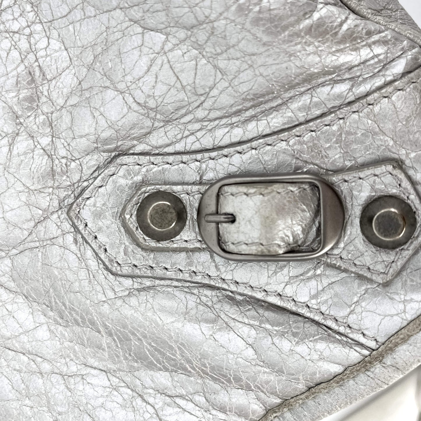 Second hand Balenciaga City Medium Leather 2-Ways Bag metallic silver - Tabita Bags