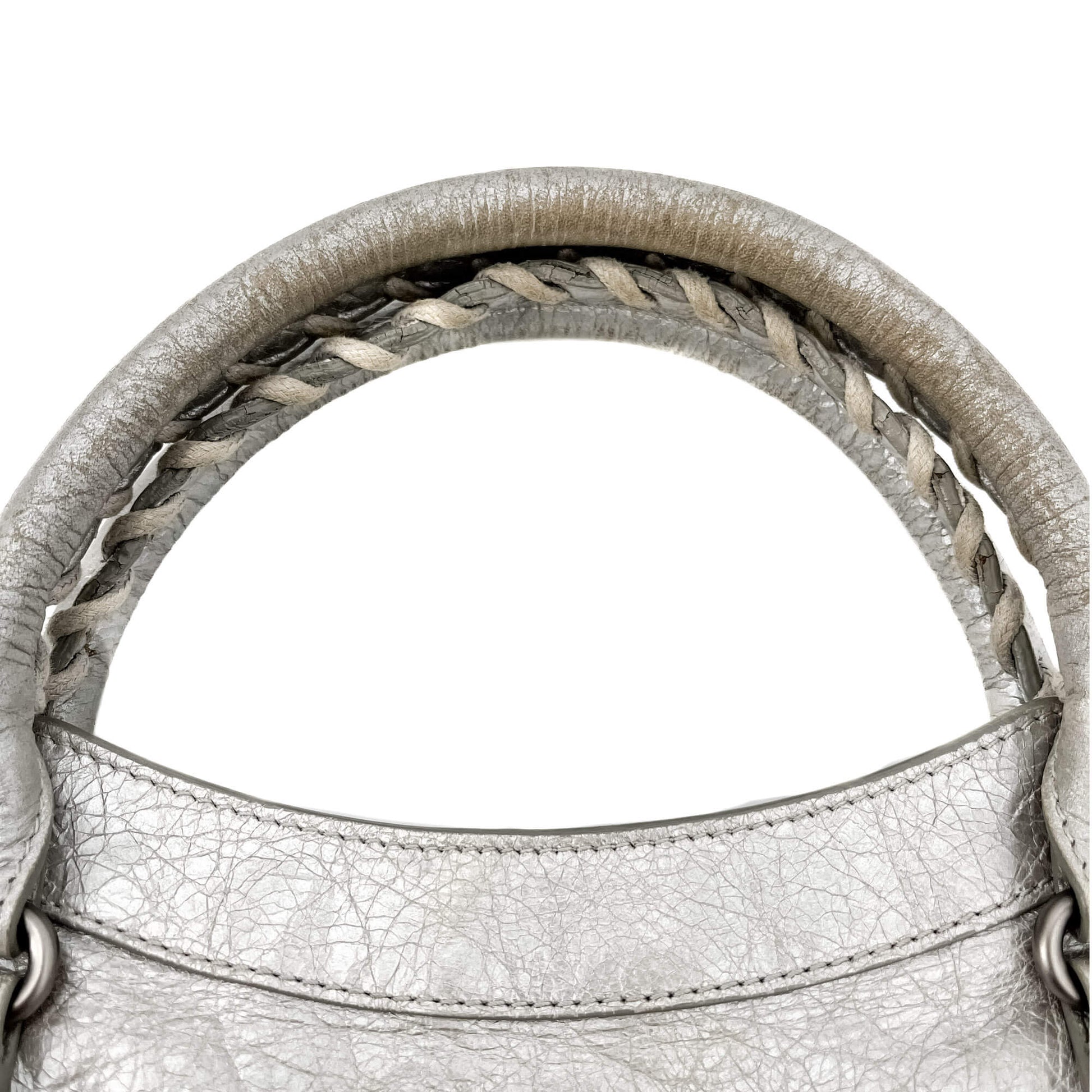 Second hand Balenciaga City Medium Leather 2-Ways Bag metallic silver - Tabita Bags