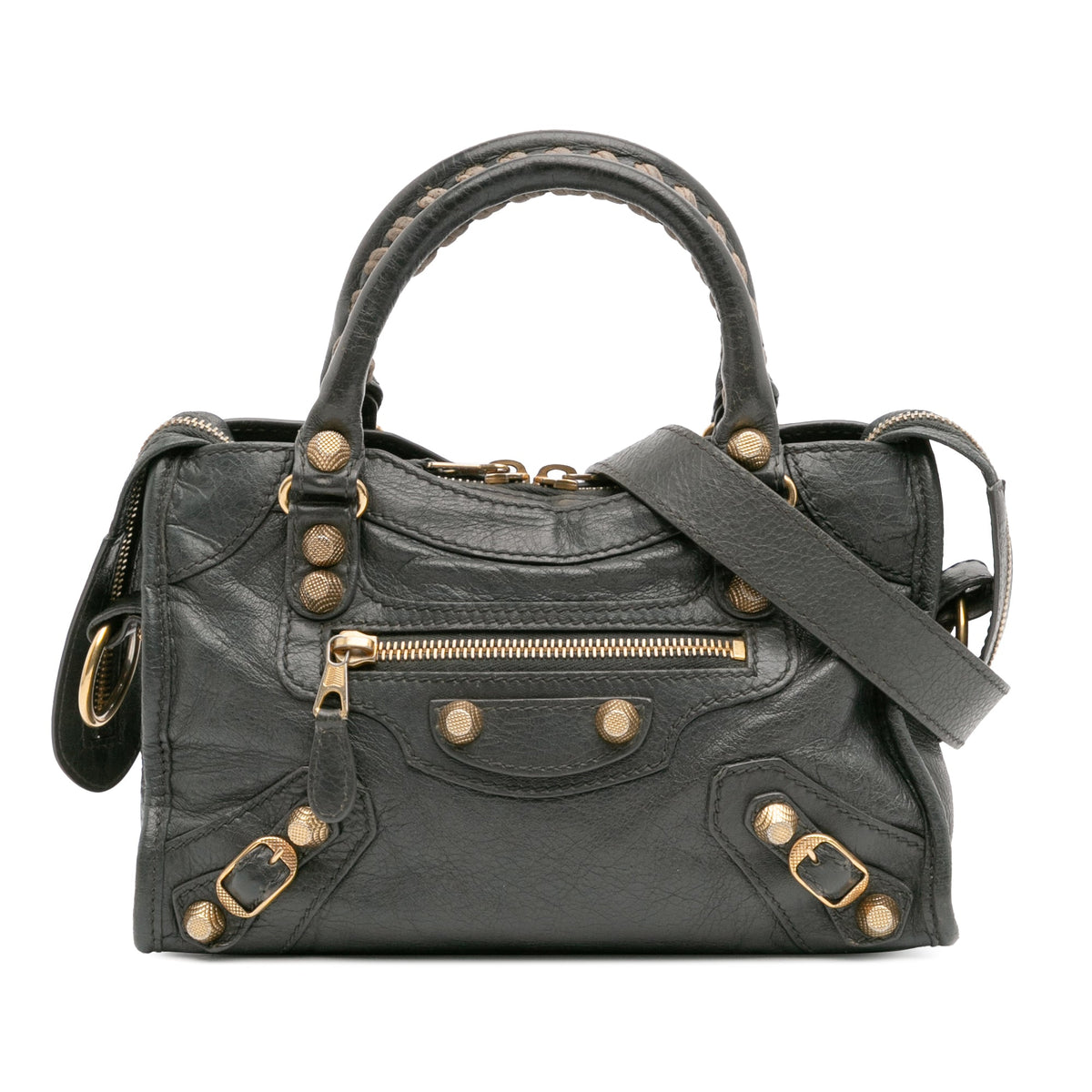 Second hand Balenciaga City Mini Leather Handbag Grey - Tabita Bags