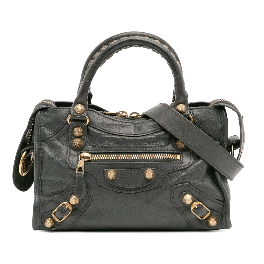 Second hand Balenciaga City Mini Leather Handbag Grey - Tabita Bags