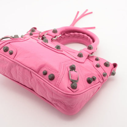 Second hand Balenciaga Le Cagole Mini Lambskin Leather Satchel Shoulder Bag Pink - Tabita Bags