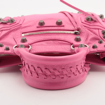 Second hand Balenciaga Le Cagole Mini Lambskin Leather Satchel Shoulder Bag Pink - Tabita Bags