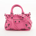 Second hand Balenciaga Le Cagole Mini Lambskin Leather Satchel Shoulder Bag Pink - Tabita Bags