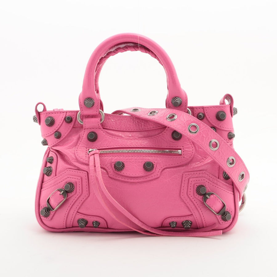 Second hand Balenciaga Le Cagole Mini Lambskin Leather Satchel Shoulder Bag Pink - Tabita Bags