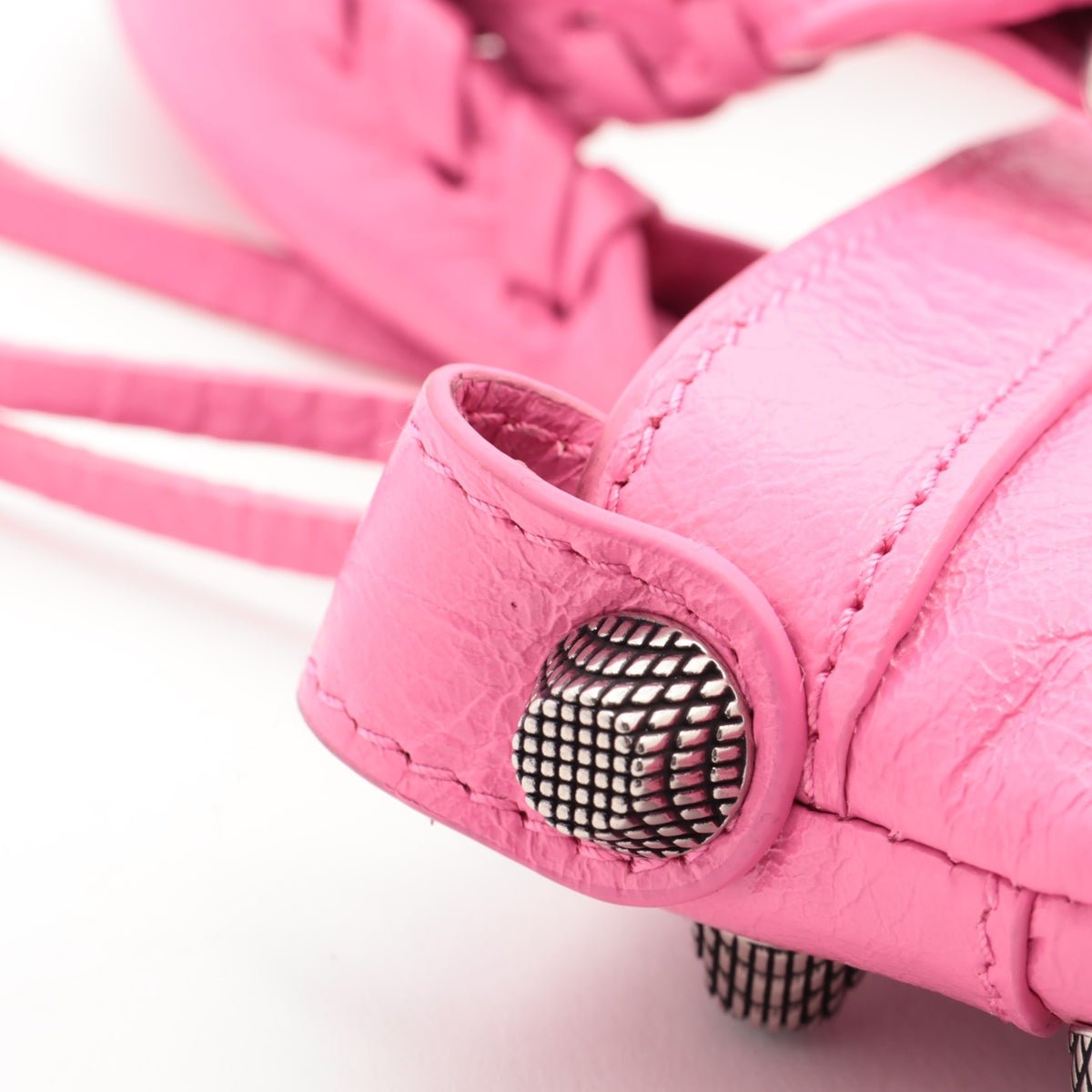 Second hand Balenciaga Le Cagole Mini Lambskin Leather Satchel Shoulder Bag Pink - Tabita Bags