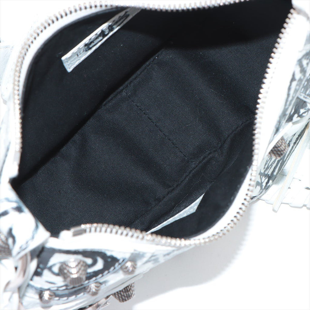 Second hand Balenciaga Le Cagole XS Arena Lambskin Leather 2 - Ways Hobo Bag Black & White - Tabita Bags