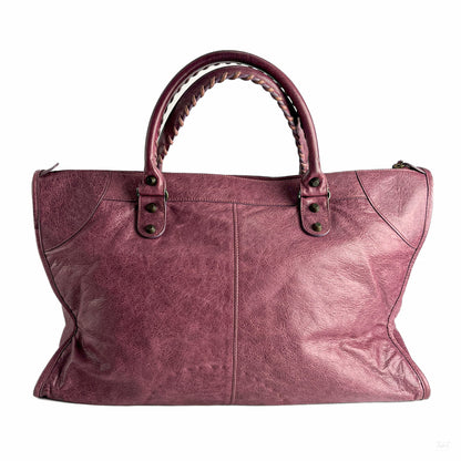Second hand Balenciaga Le City Large Leather NO SHOULDER STRAP Shoulder Bag Purple - Tabita Bags