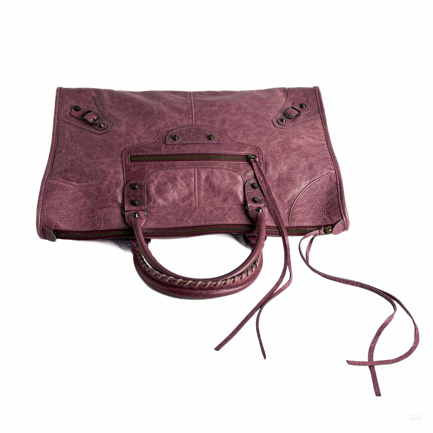 Second hand Balenciaga Le City Large Leather NO SHOULDER STRAP Shoulder Bag Purple - Tabita Bags
