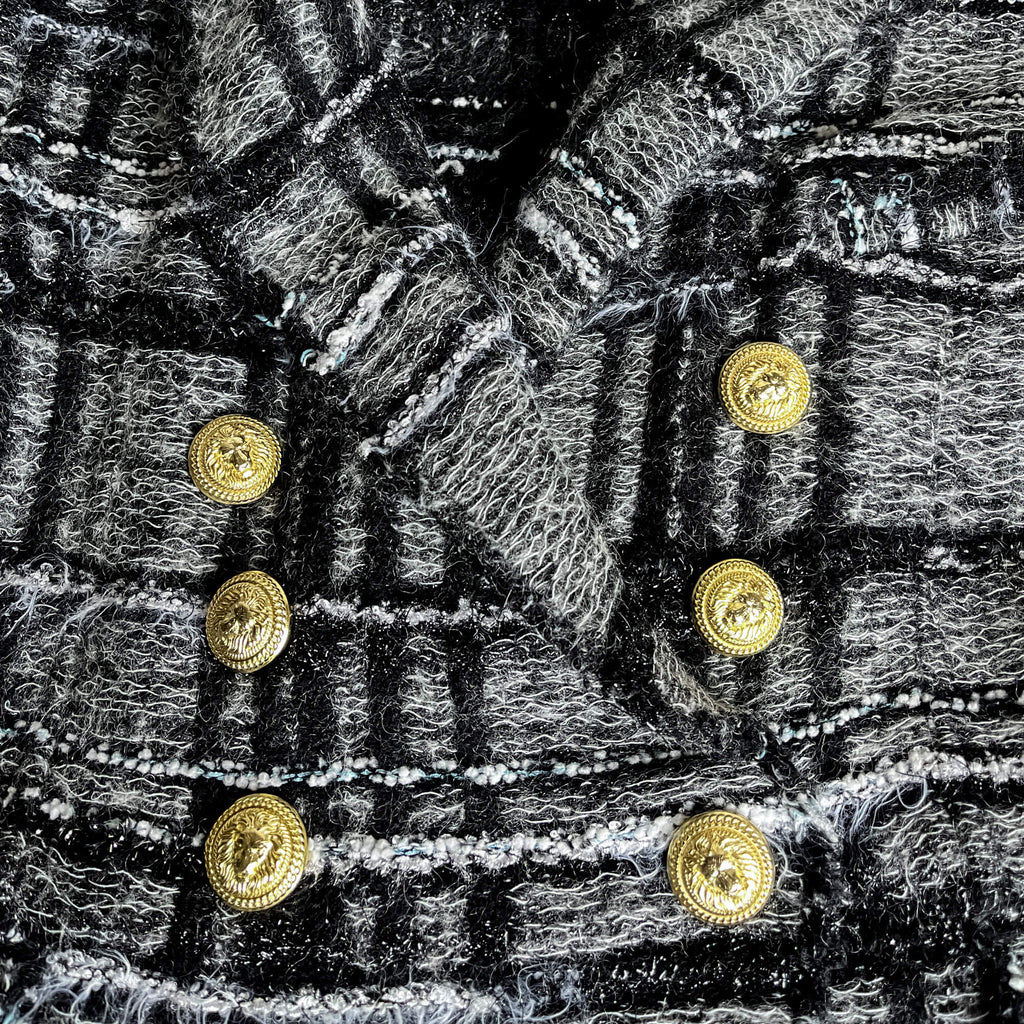 Second hand Balmain Double - breasted Checked Tweed & Viscose Blazer 38 Black & White - Tabita Bags