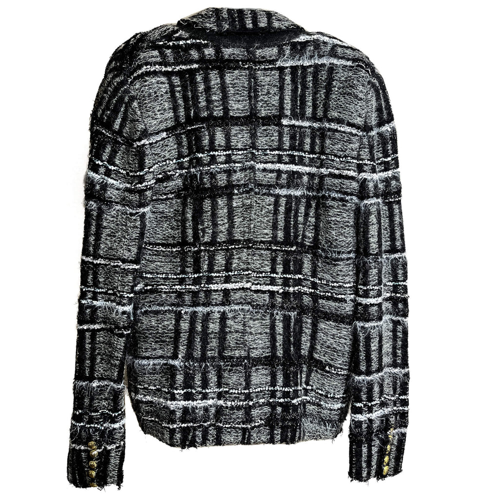 Second hand Balmain Double - breasted Checked Tweed & Viscose Blazer 38 Black & White - Tabita Bags