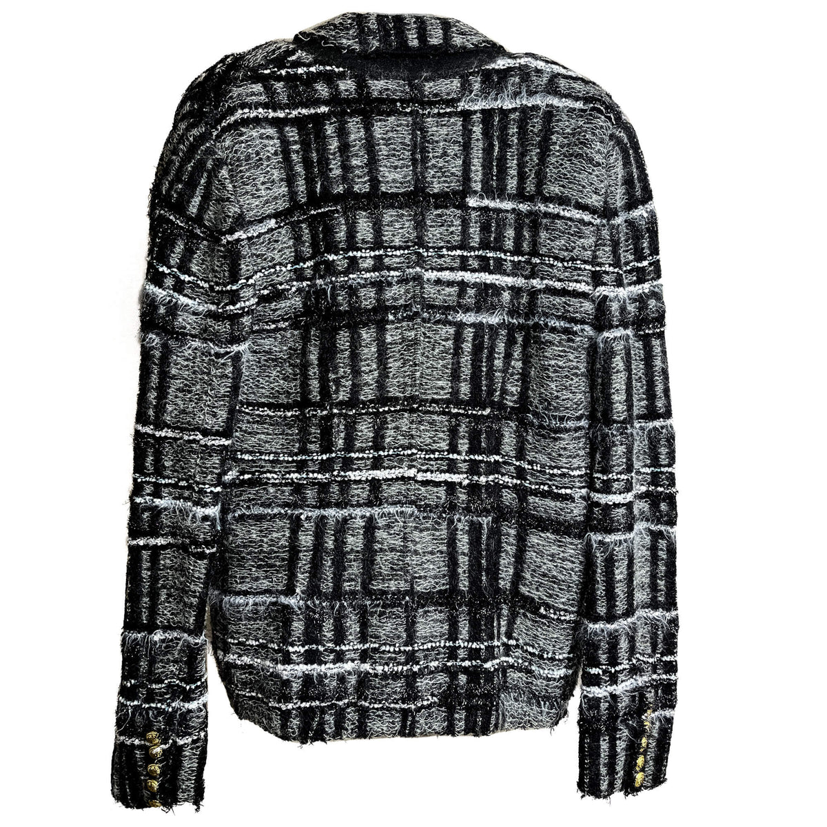 Second hand Balmain Double - breasted Checked Tweed & Viscose Blazer 38 Black & White - Tabita Bags