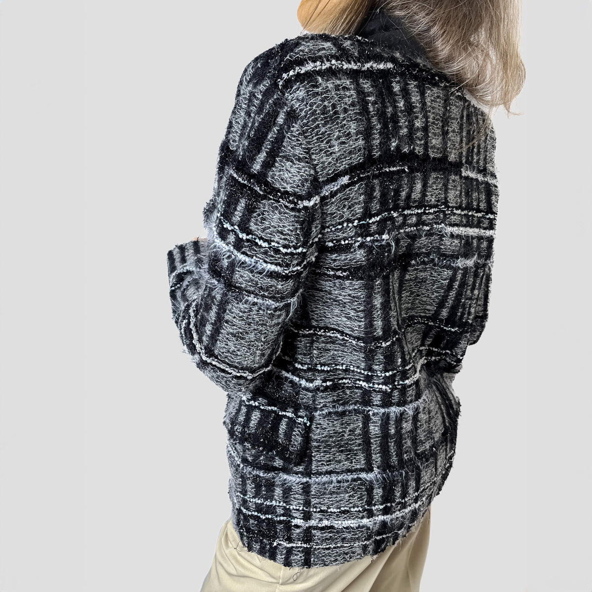Second hand Balmain Double - breasted Checked Tweed & Viscose Blazer 38 Black & White - Tabita Bags