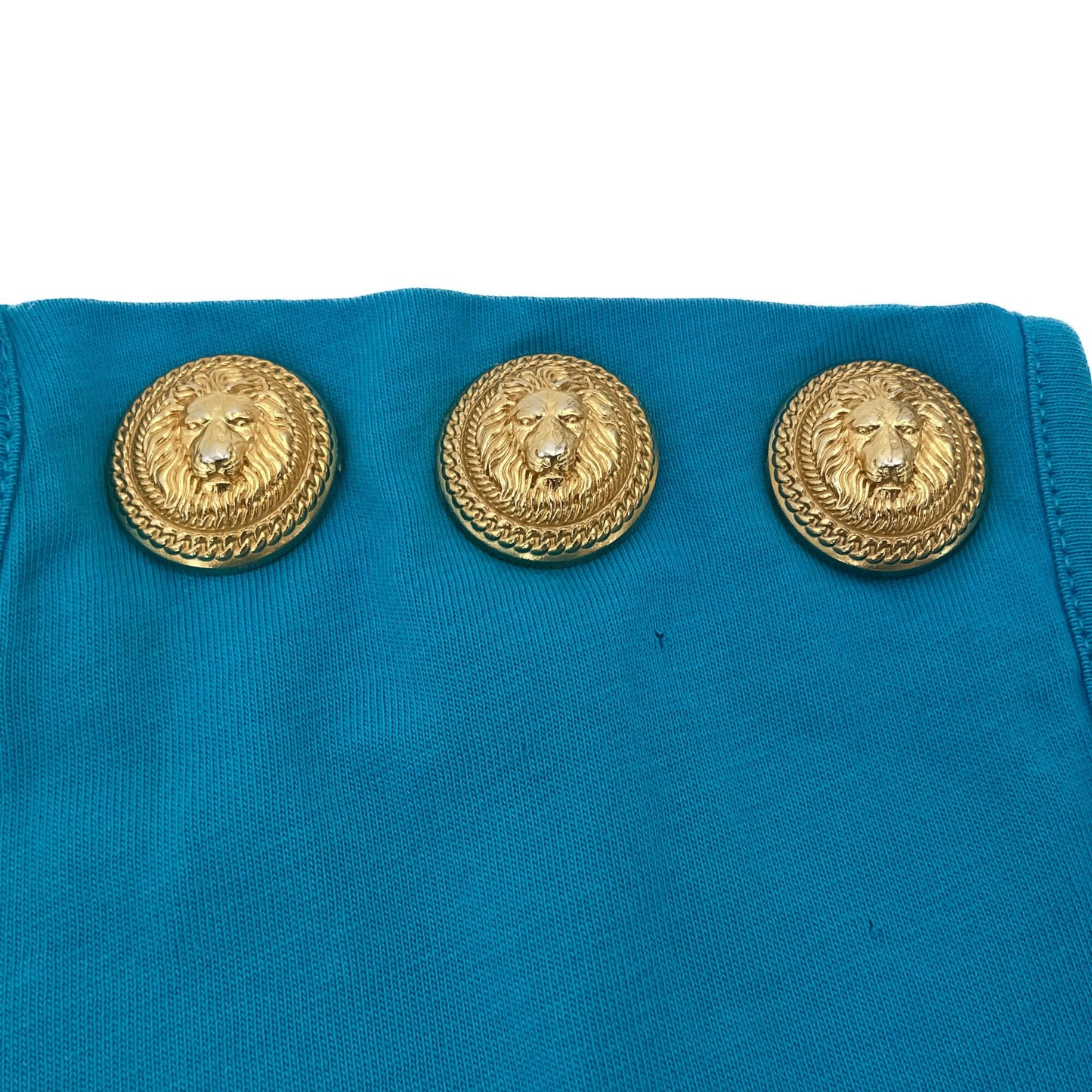 Second hand Balmain Tank Top Gold Lion - Buttons Cotton Tshirt Blue - Tabita Bags