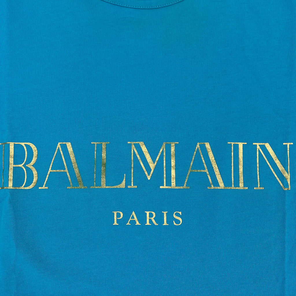 Second hand Balmain Tank Top Gold Lion - Buttons Cotton Tshirt Blue - Tabita Bags