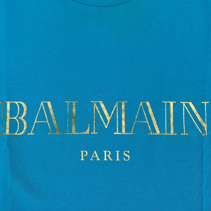 Second hand Balmain Tank Top Gold Lion - Buttons Cotton Tshirt Blue - Tabita Bags