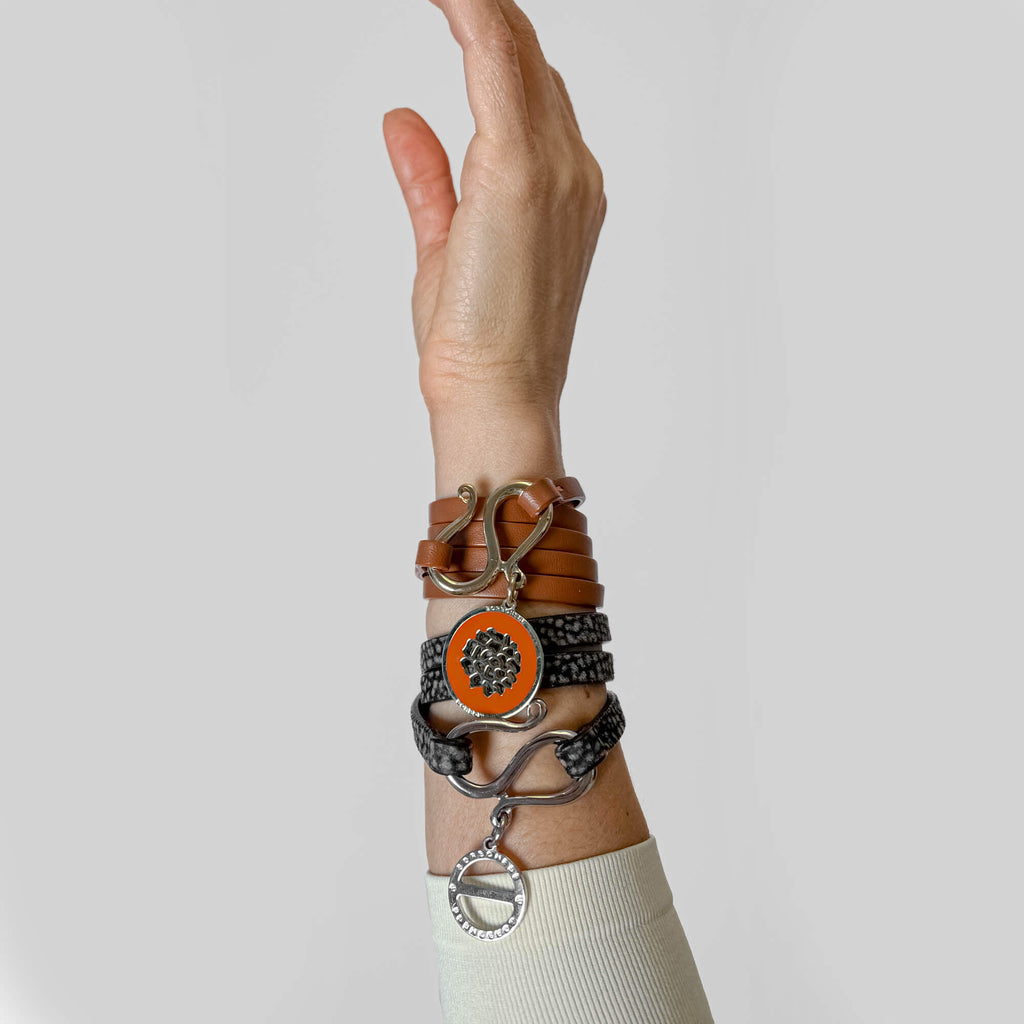 Second hand Borbonese Double Turn Leather Bracelet Bicolor - Tabita Bags