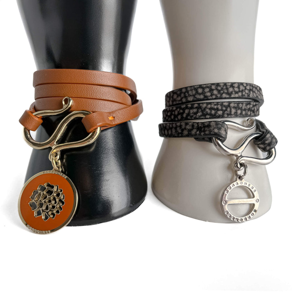 Second hand Borbonese Double Turn Leather Bracelet Bicolor - Tabita Bags