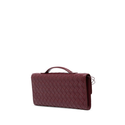 Second hand Bottega Veneta Andiamo Lambskin Leather Intrecciato Clutch Red - Tabita Bags
