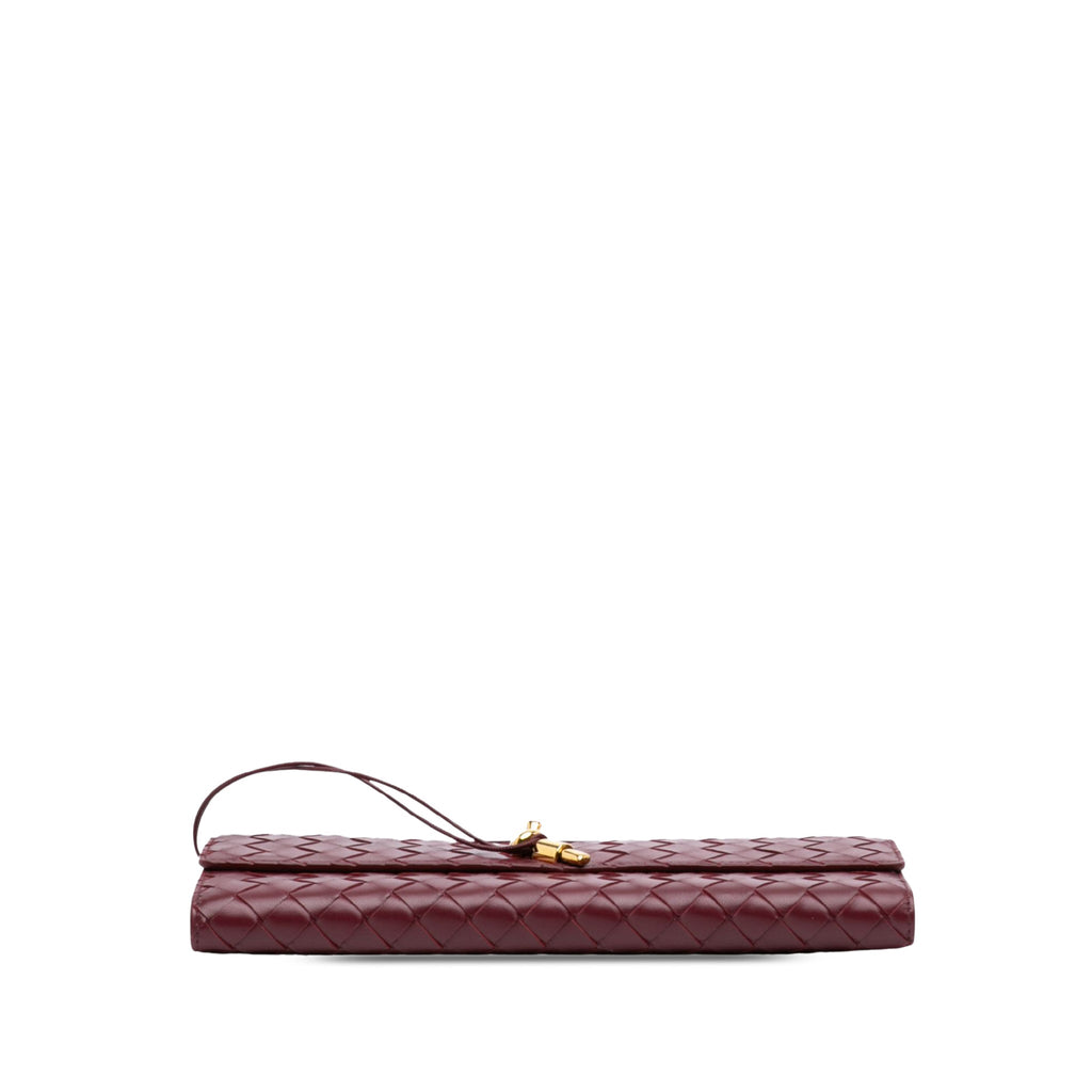 Second hand Bottega Veneta Andiamo Lambskin Leather Intrecciato Clutch Red - Tabita Bags