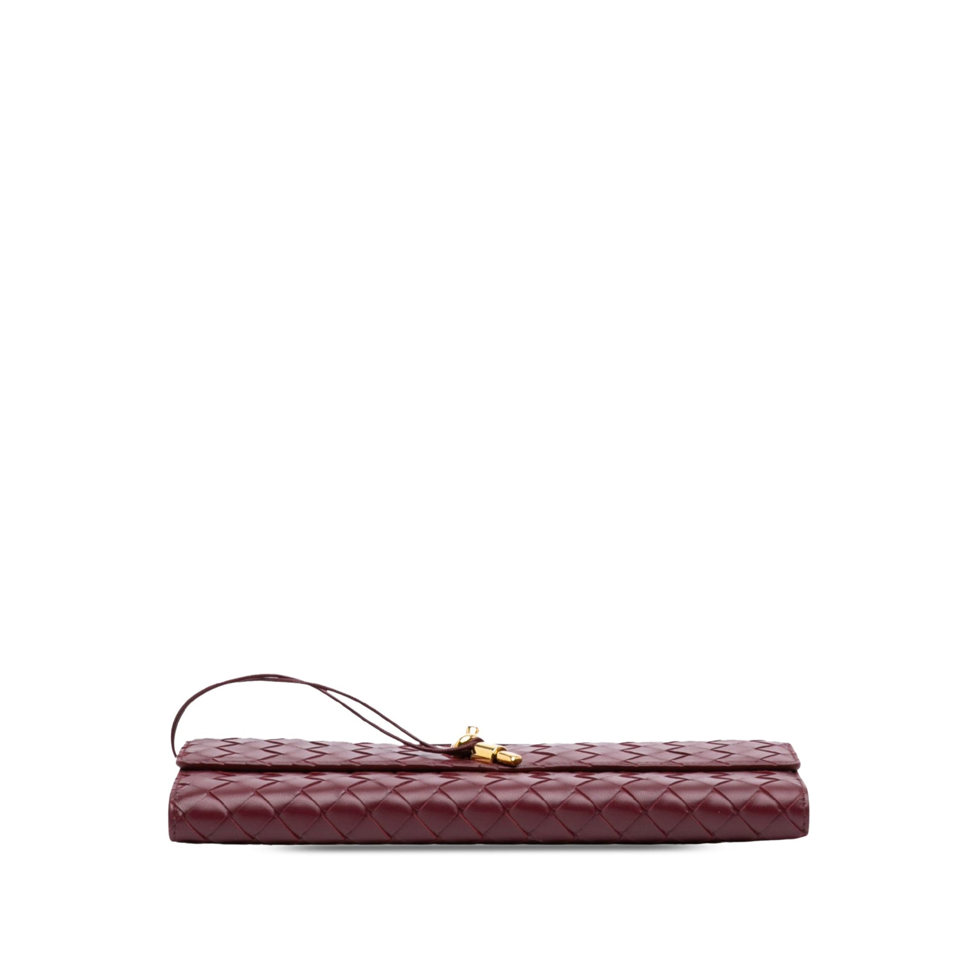 Second hand Bottega Veneta Andiamo Lambskin Leather Intrecciato Clutch Red - Tabita Bags