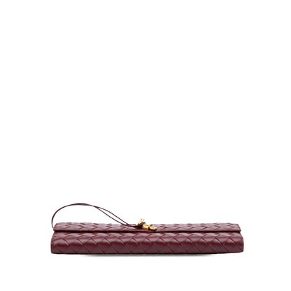 Second hand Bottega Veneta Andiamo Lambskin Leather Intrecciato Clutch Red - Tabita Bags