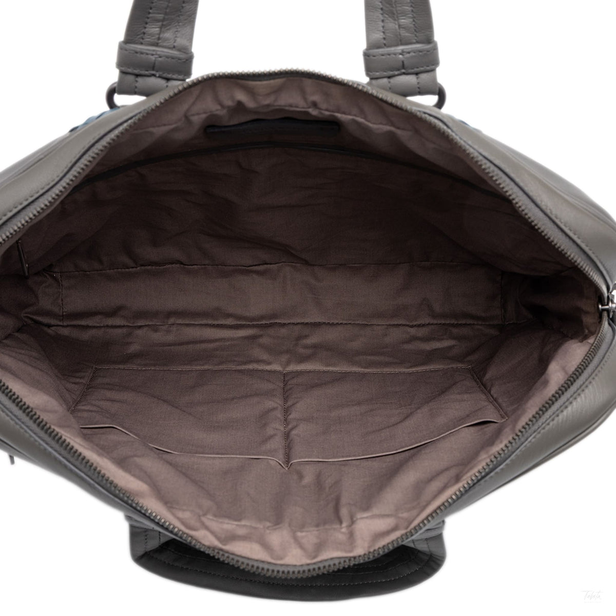 Second hand Bottega Veneta Business Trimmed Leather Intrecciato Handbag Grey - Tabita Bags