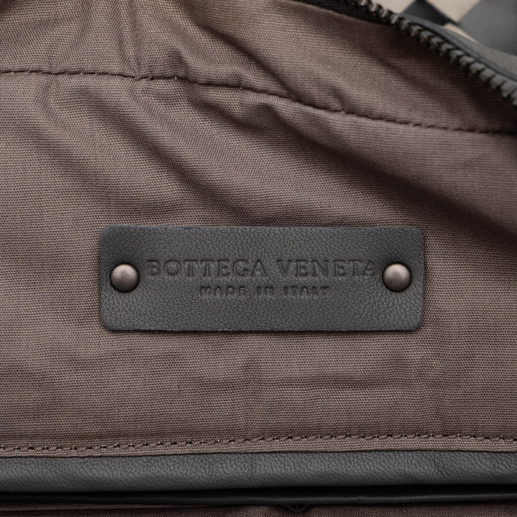 Second hand Bottega Veneta Business Trimmed Leather Intrecciato Handbag Grey - Tabita Bags