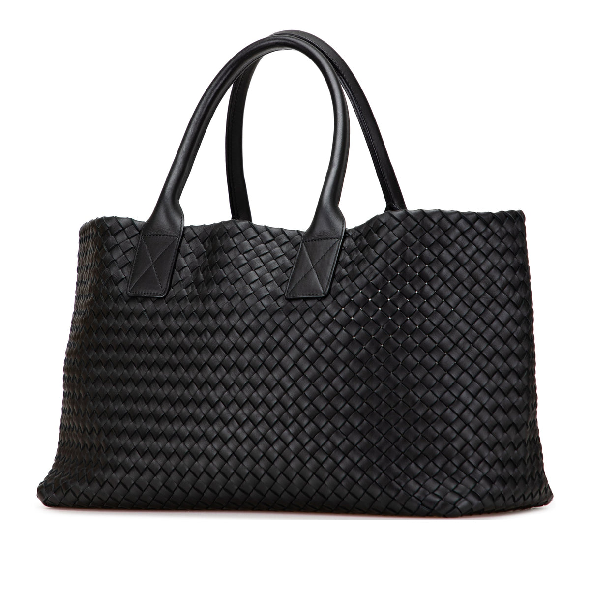 Second hand Bottega Veneta Cabat Medium Leather Intrecciato Tote Handbag Black - Tabita Bags