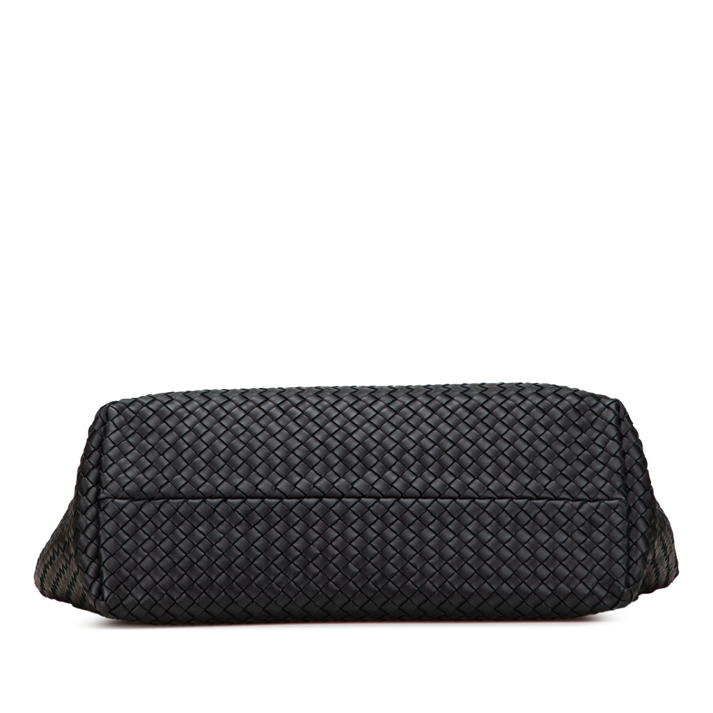 Second hand Bottega Veneta Cabat Medium Leather Intrecciato Tote Handbag Black - Tabita Bags