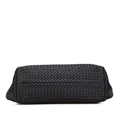 Second hand Bottega Veneta Cabat Medium Leather Intrecciato Tote Handbag Black - Tabita Bags