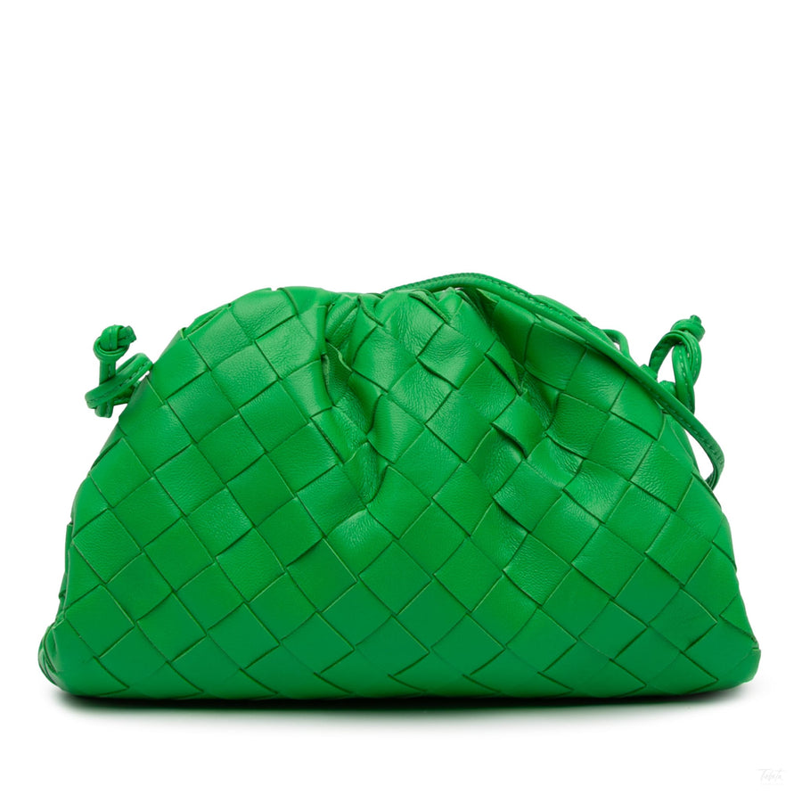 Second hand Bottega Veneta Clutch Nappa Leather Intrecciato Bag Green - Tabita Bags