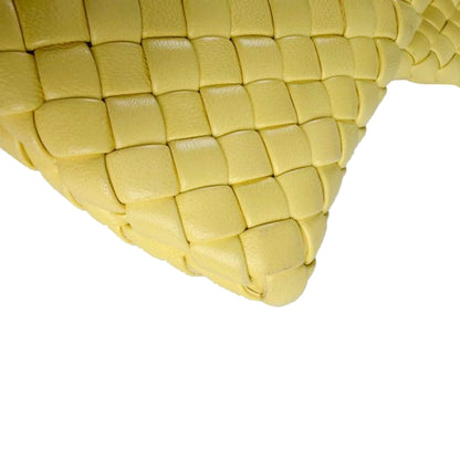 Second hand Bottega Veneta Crisscross Nappa Leather Intrecciato Clutch With Chain Bag Yellow - Tabita Bags