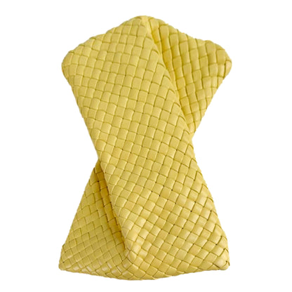 Second hand Bottega Veneta Crisscross Nappa Leather Intrecciato Clutch With Chain Bag Yellow - Tabita Bags