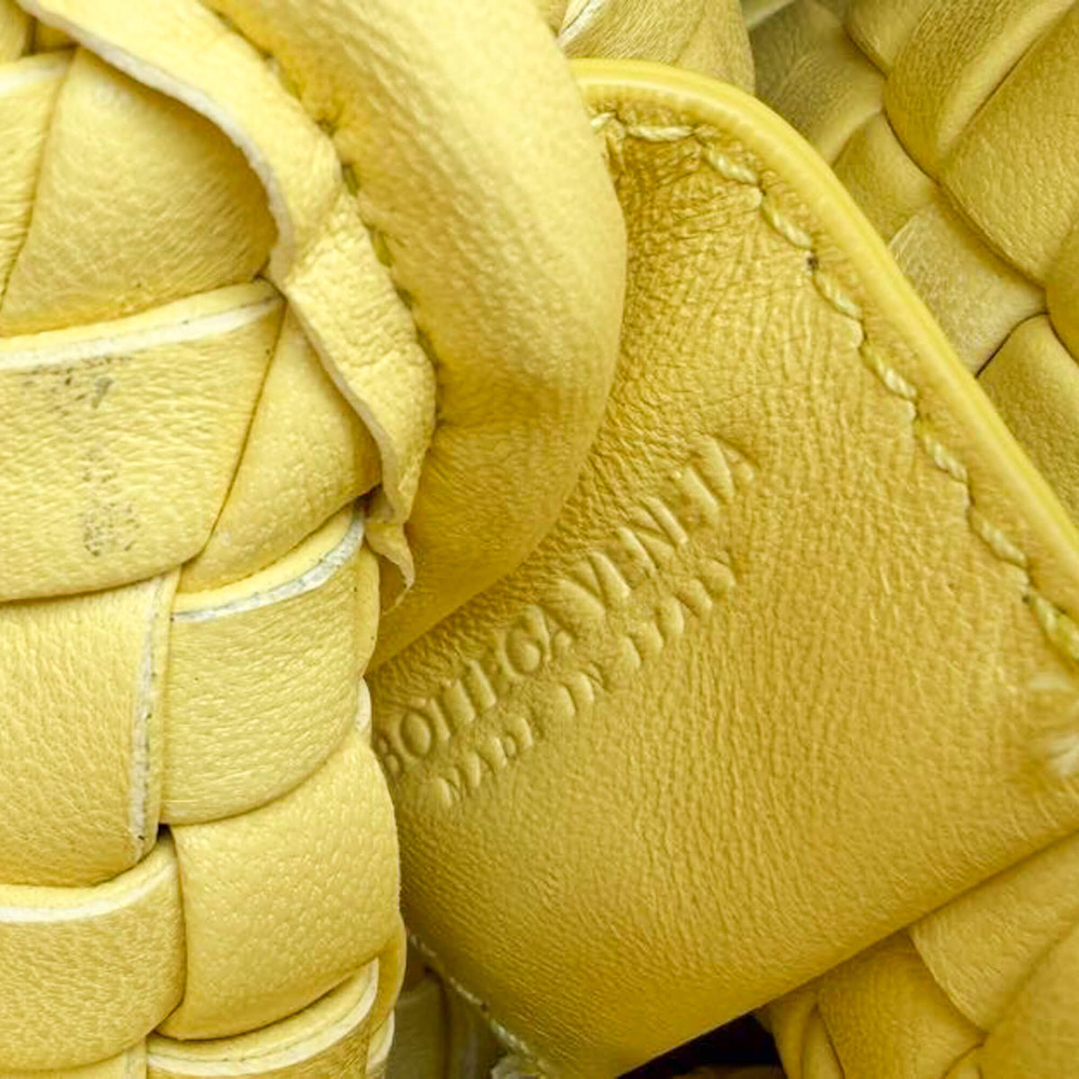 Second hand Bottega Veneta Crisscross Nappa Leather Intrecciato Clutch With Chain Bag Yellow - Tabita Bags