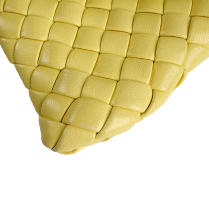 Second hand Bottega Veneta Crisscross Nappa Leather Intrecciato Clutch With Chain Bag Yellow - Tabita Bags