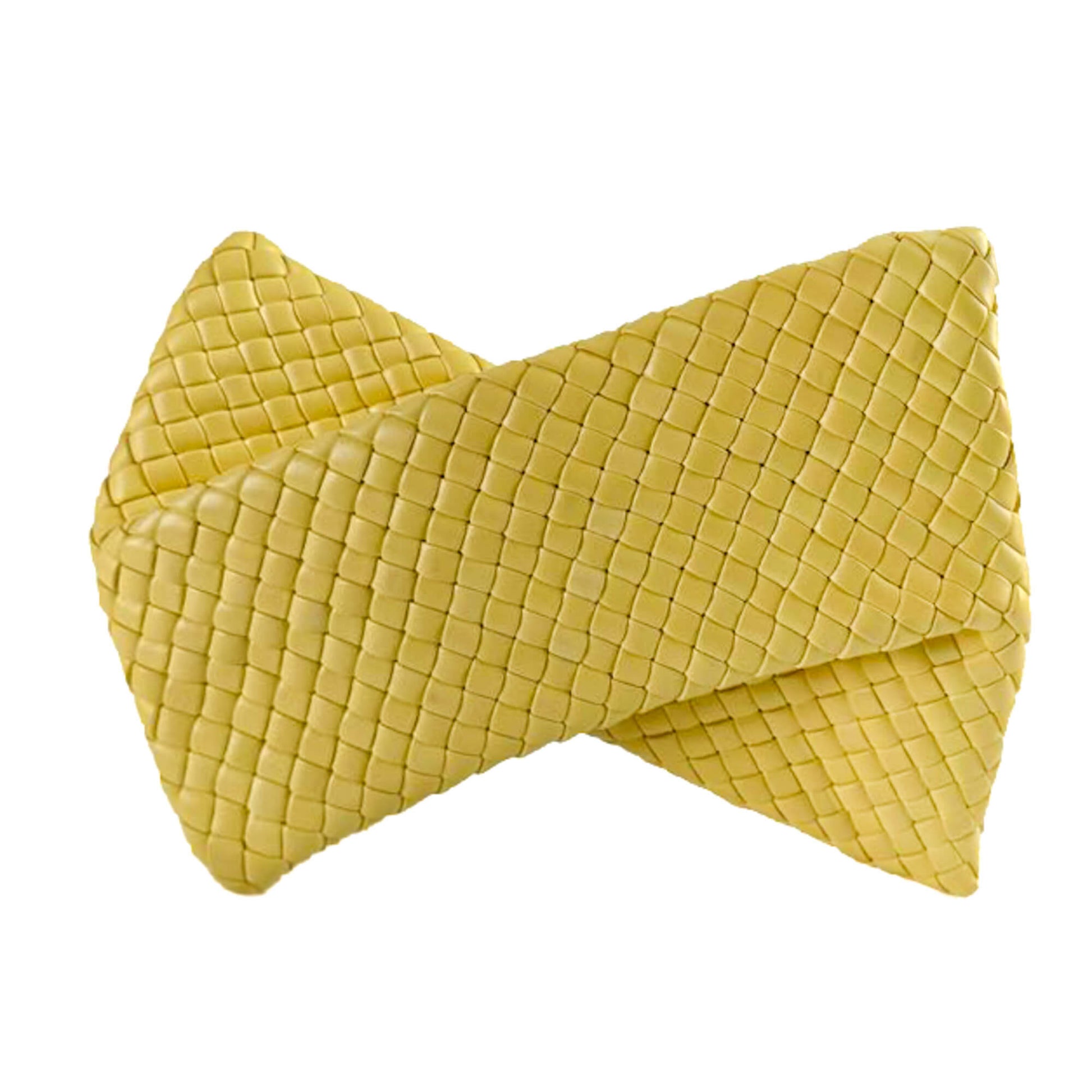 Second hand Bottega Veneta Crisscross Nappa Leather Intrecciato Clutch With Chain Bag Yellow - Tabita Bags