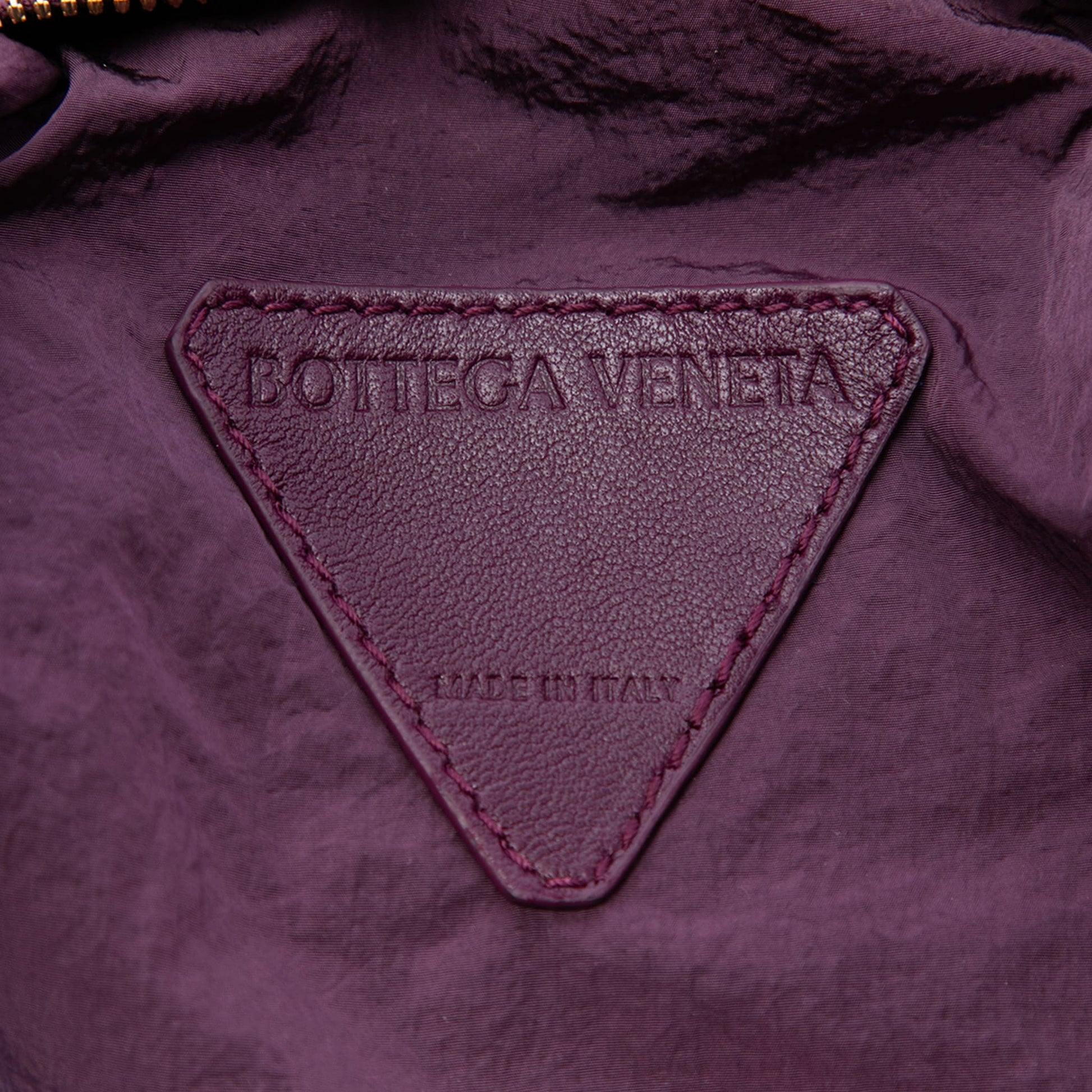 Second hand Bottega Veneta Double Knot Nappa Leather Tubular Hobo Handbag Purple - Tabita Bags