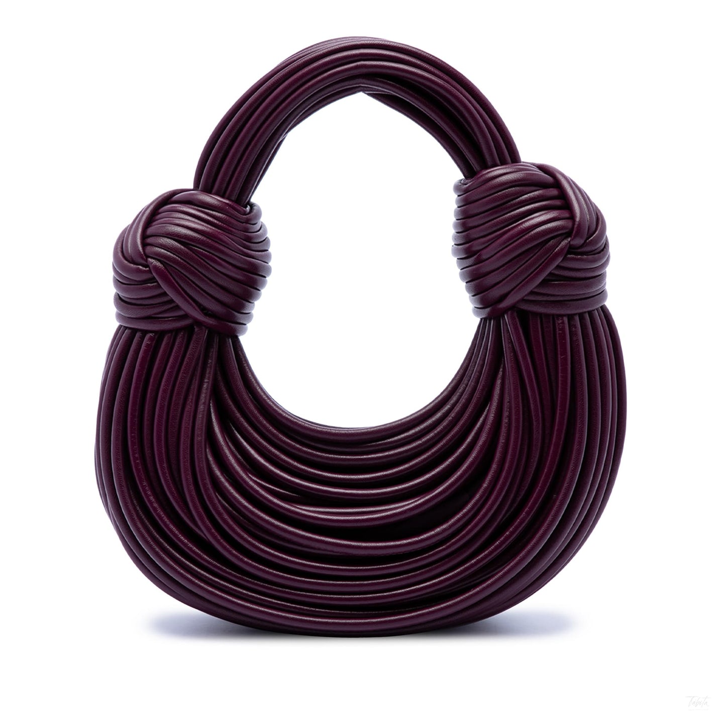 Second hand Bottega Veneta Double Knot Nappa Leather Tubular Hobo Handbag Purple - Tabita Bags