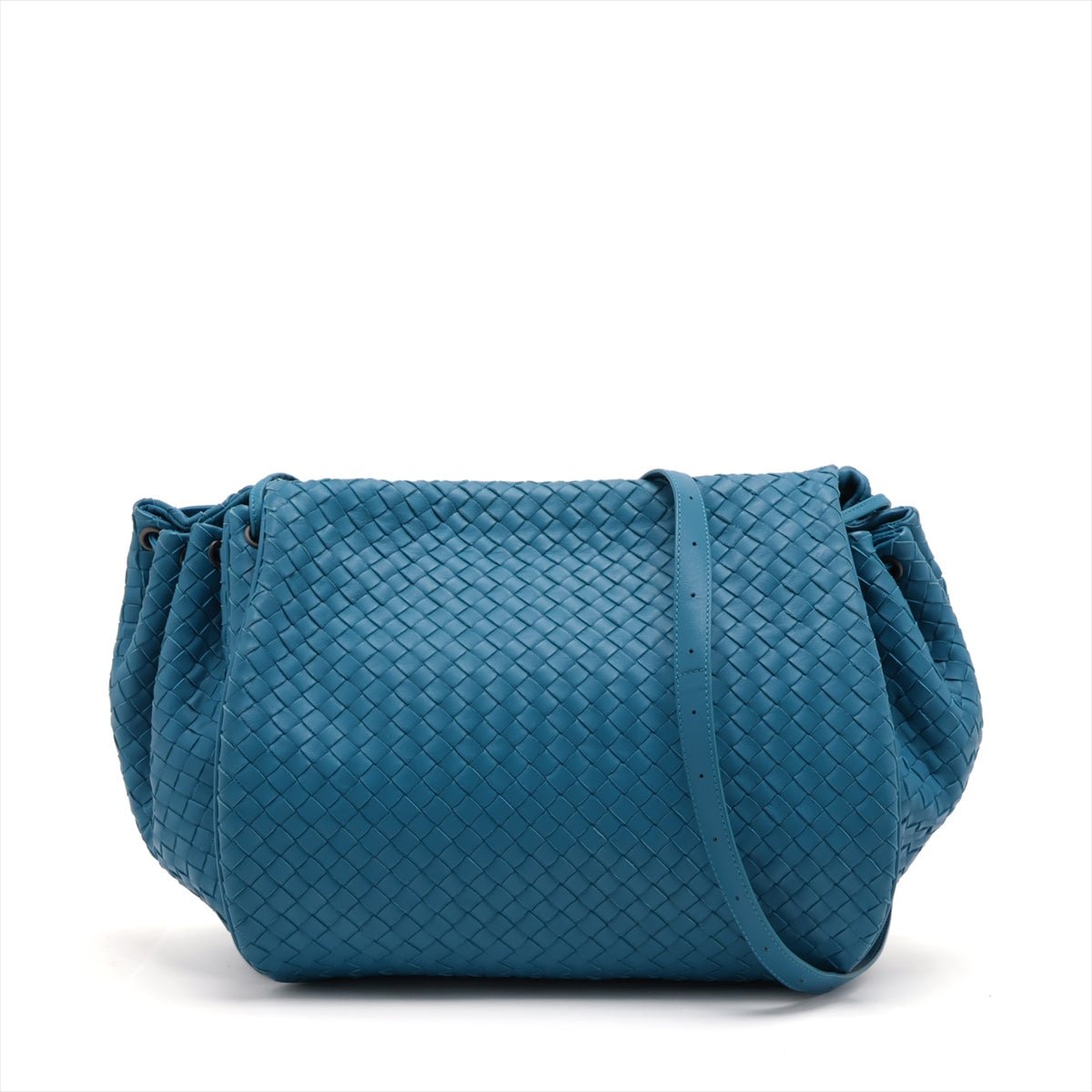 Second hand Bottega Veneta Flap Crossbody Braided Leather Blue - Tabita Bags