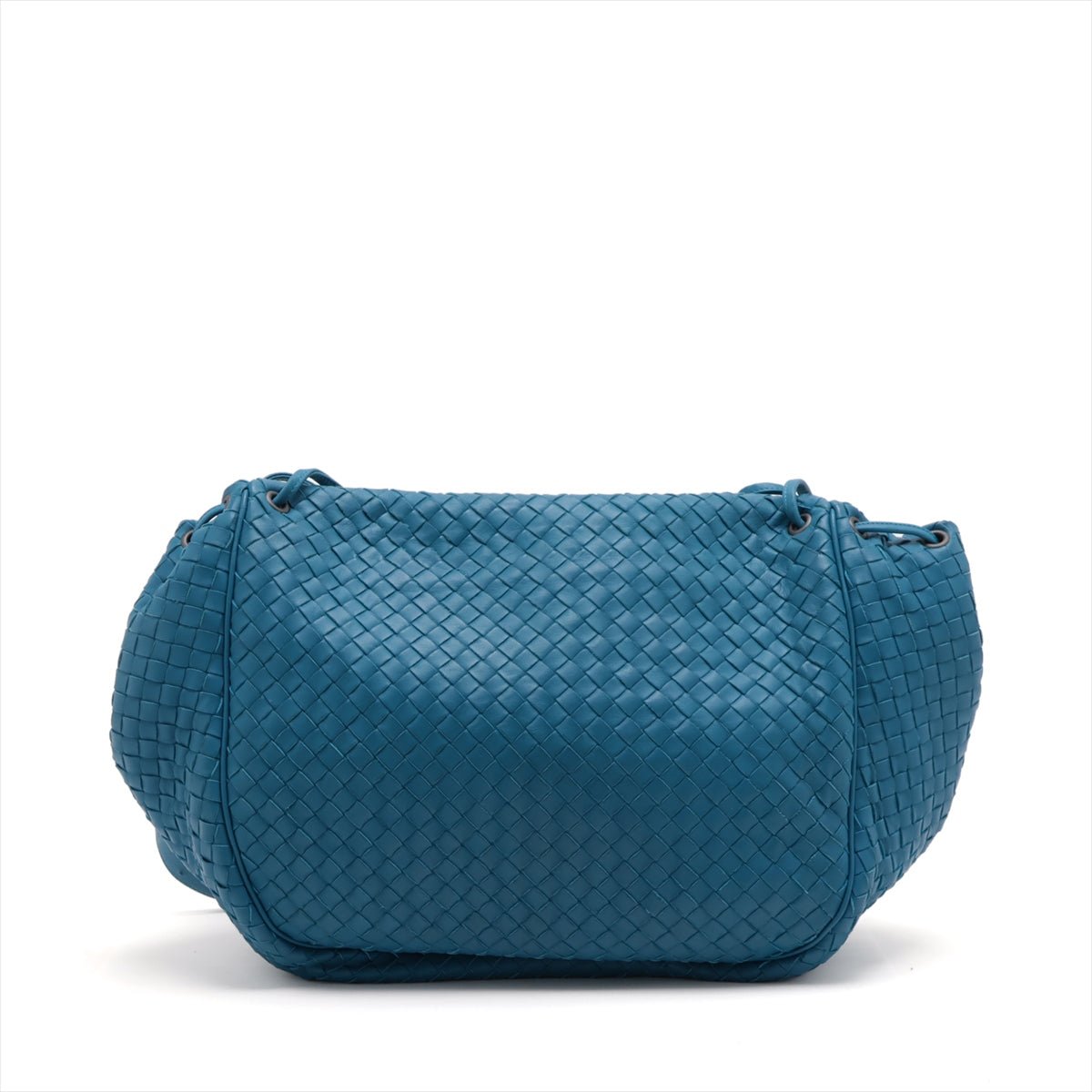 Second hand Bottega Veneta Flap Crossbody Braided Leather Blue - Tabita Bags