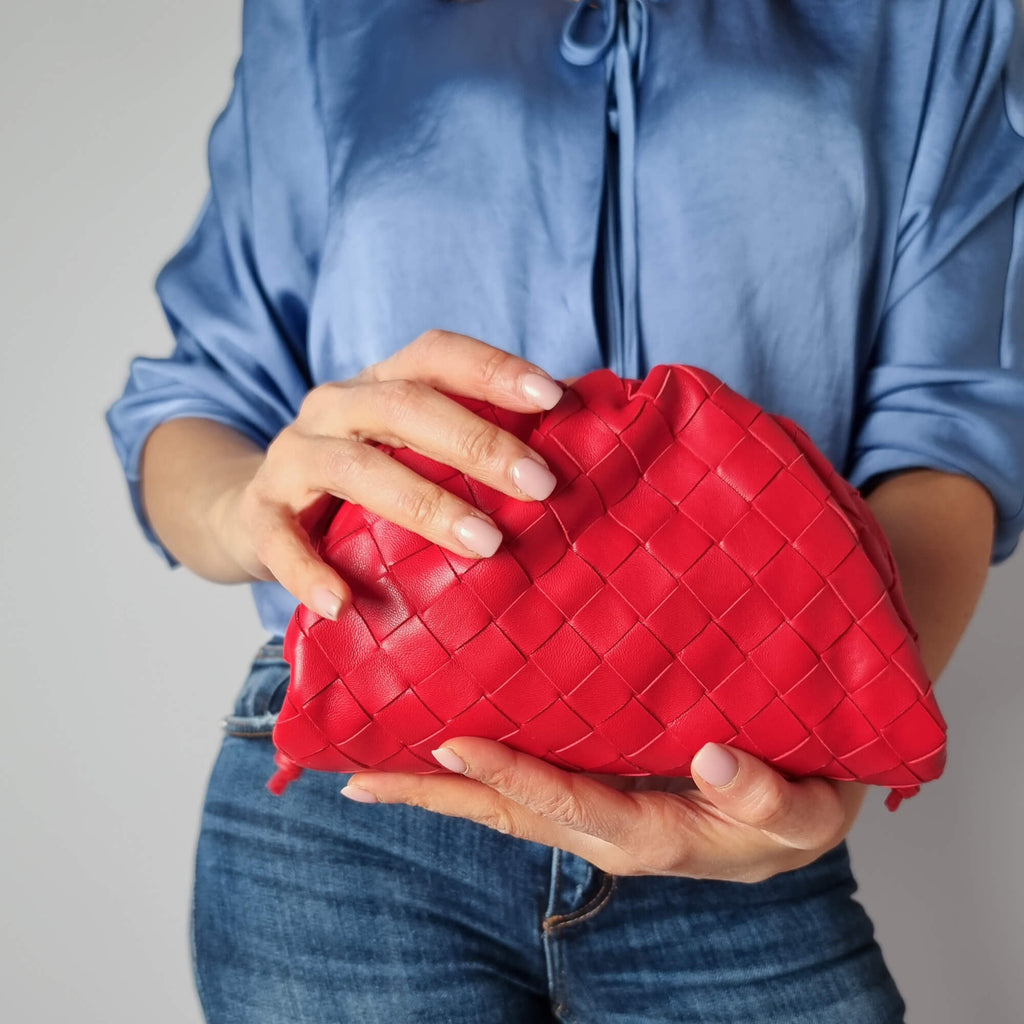 Second hand Bottega Veneta Intrecciato Nappa Leather 2 - Ways Clutch Red - Tabita Bags
